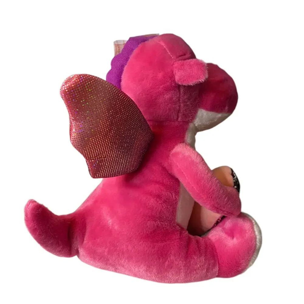 NWT The Petting Zoo Pink Dragon with Shimmery Heart Plush 10
